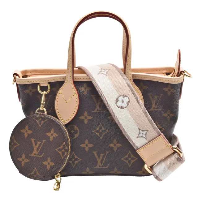 【Louis Vuitton 路易威登】M46705 Neverfull BB系列經典Monogram帆布手提/斜背包(米色)