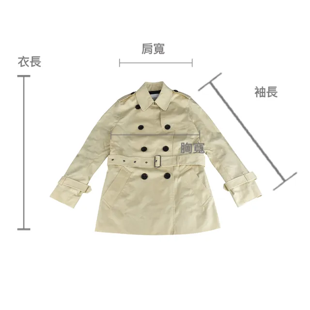 【COACH】COACH C字LOGO棉質混紡雙排扣風衣外套(米)