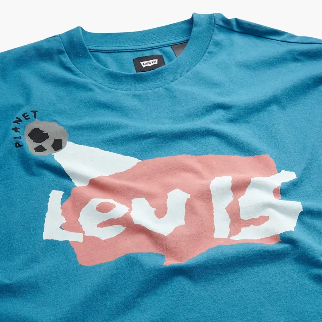 【LEVIS 官方旗艦】滑板系列 男款 重磅寬鬆版短袖T恤 / 街頭塗鴉印花 / 210GSM厚棉 藍 熱賣單品 A1005-0016
