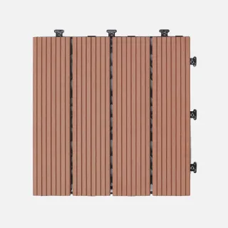 【特力屋】拼接踏板 塑木條紋磚紅 9入 30x30cm