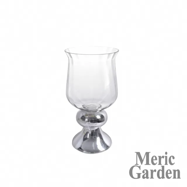 【Meric Garden】法式輕奢羅馬高腳鍍銀裝飾玻璃花瓶_S