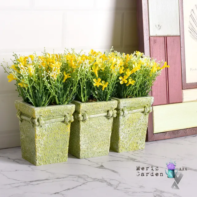 【Meric Garden】創意北歐ins風仿真迷你有花黃丁香療癒小盆栽/桌面裝飾擺設