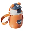 【SUNORO】帽帽熊兒童吸管保溫杯 彈蓋保溫瓶 背帶提環水壺 450ml