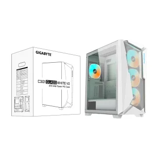 【GIGABYTE 技嘉】C301 GLASS WHITE V2 中塔式電競機殼(白)