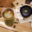 【PO:】手沖咖啡禮盒組(手動不鏽鋼咖啡磨2.0/隨行保溫咖啡杯350ml-灰)(保溫杯)