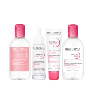 【BIODERMA 貝膚黛瑪 官方直營】穩膚舒敏全能組(舒敏化妝水+抗老精華+舒敏保濕輕乳霜+潔膚液)