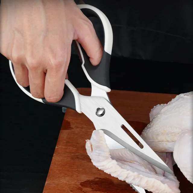 【PUSH!】廚房用品不銹鋼廚房剪刀多功能剪肉菜殺魚食物強力(雞骨剪帶磁吸套D332)