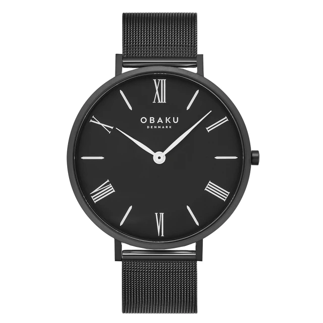 OBAKU 羅馬時刻紳士米蘭時尚腕錶-全黑(V283GXBBMB)