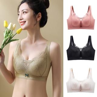 【Mevels 瑪薇絲】3件組 蕾絲網紗乳膠無鋼圈內衣/防走光/全罩杯(M-XXL)