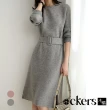 【Lockers 木櫃】秋季溫柔羊絨繫帶連衣裙 L112101604(連衣裙)