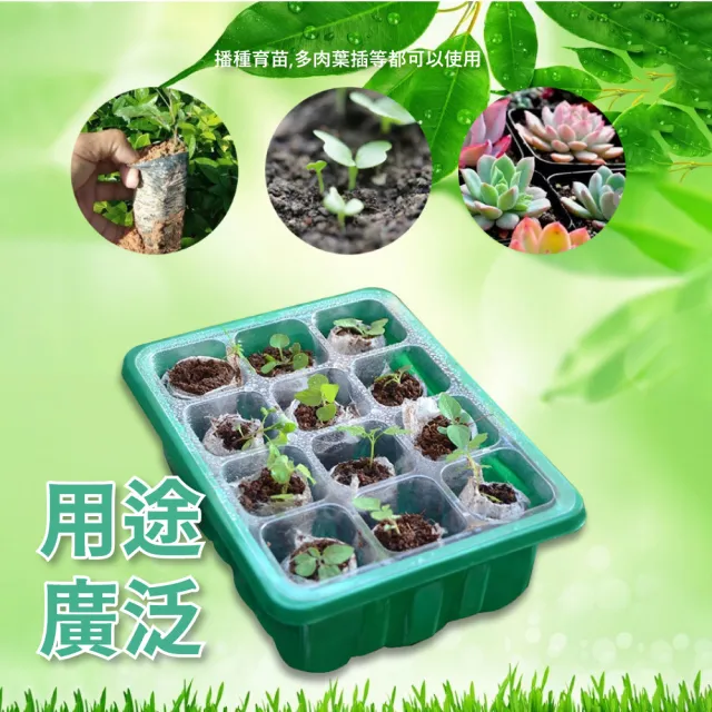 【種菜天】透氣型育苗種植盒-12孔(多功能 貓草 多肉栽培 植物扦插 園藝 盆穴 盤栽 播種 播苗盤 育苗盤)