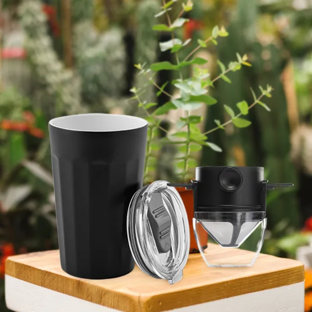 【PO:】不銹鋼陶瓷塗層棱角保溫咖啡杯460ml-贈咖啡濾網(棱角保溫杯3色可選)