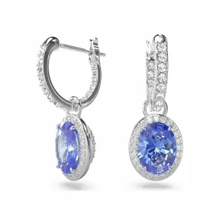 【SWAROVSKI 官方直營】Constella 水滴形耳環橢圓形切割 藍色 鍍白金色 交換禮物