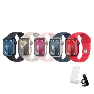 三合一無線充電座組【Apple 蘋果】Apple Watch S9 LTE 41mm(鋁金屬錶殼搭配運動型錶帶)