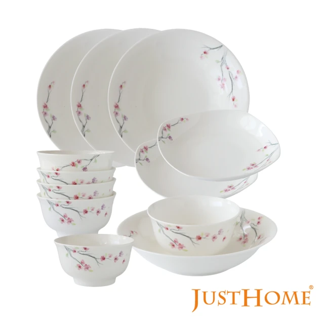 Just HomeJust Home 錦繡花開陶瓷12件碗盤餐具組-2款組合可選(飯碗+湯盤)