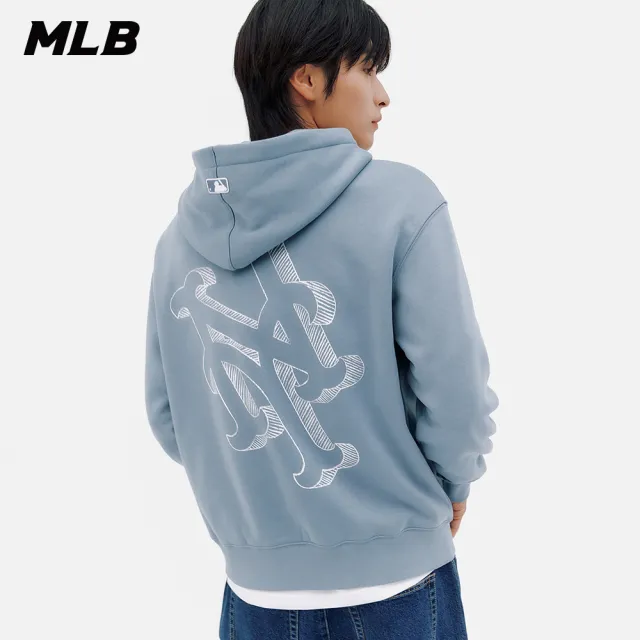 【MLB】大Logo連帽上衣 帽T 紐約大都會隊(3AHDB0336-09BLP)