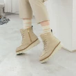 【bussola】Fuji 率性英倫風反絨皮綁帶中筒靴(卡其)