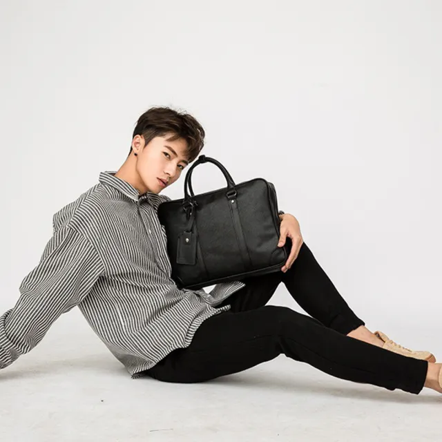 【MoonDy】男生包包 手提包 電腦包 筆電包 商務包 公事包 上班包 多功能包包 韓國包包 黑色包包 皮革包包