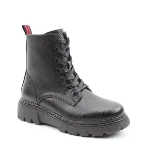 【heavenlyfeet】英國舒適休閒女鞋 繫帶厚底中筒靴-Trentino(黑色)