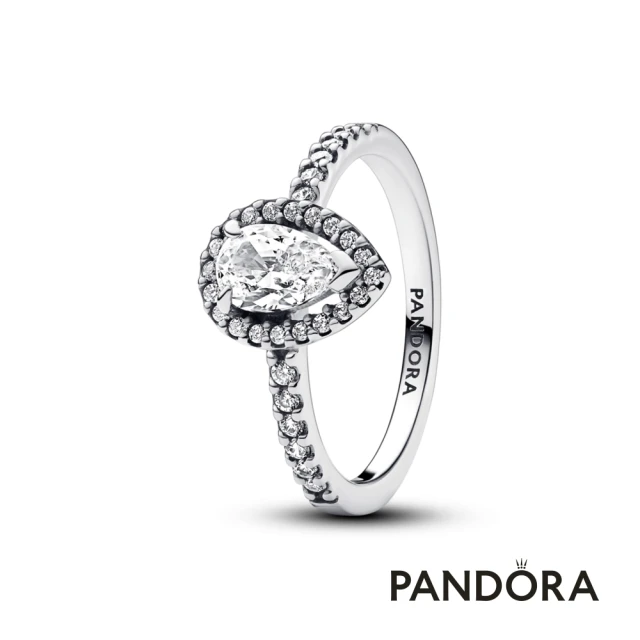 【Pandora官方直營】璀璨鑲邊梨形戒指