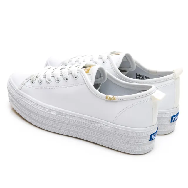 【Keds】TRIPLE UP 小心機厚底皮革綁帶休閒小白鞋-白(9193W132811)