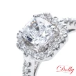 【DOLLY】1克拉 求婚戒14K金枕型車工鑽石戒指