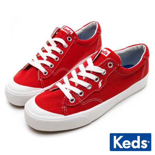 【Keds】CREW KICK 經典半月帆布綁帶休閒鞋-紅(9193W122828)