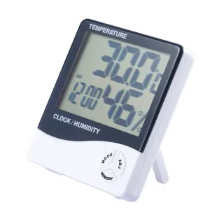 【小麥購物】濕度溫度計(數位鬧鐘 溫度 電子液晶 溼度 溼度計 裝飾 時鐘 電子溫度計 鬧鐘)