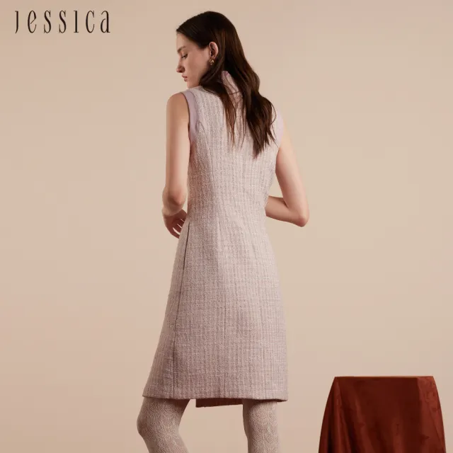 【JESSICA】氣質甜美V領無袖花呢小香風洋裝J30448