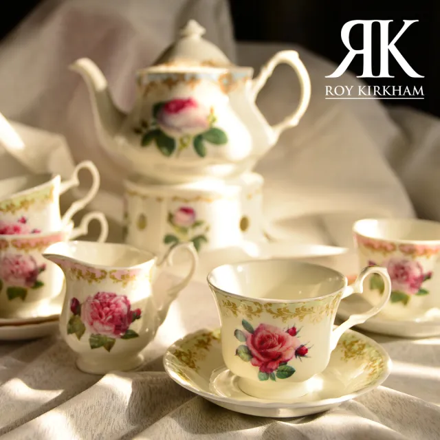【英國ROY KIRKHAM】Vintage Roses 古典玫瑰系列 230ml骨瓷咖啡花茶杯盤組(英國製造進口)