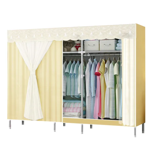 【VENCEDOR】 加寬加大管徑窗簾式組合布衣櫥-2.1米 (鐵架/收納/櫃子/電器櫃/層架/簽到)