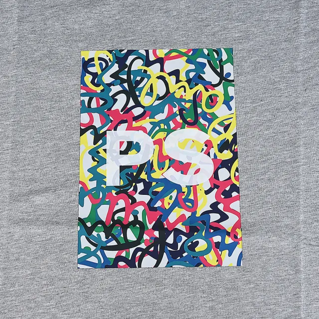 【Paul Smith】PS字樣塗鴉棉質短袖T恤(男款/灰x多色)