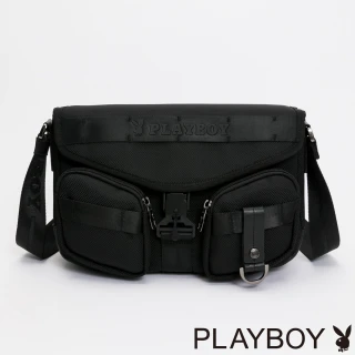 【PLAYBOY】翻蓋斜背包 Crucial系列(黑色)