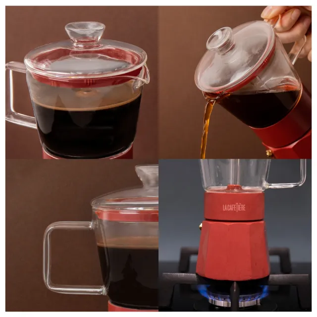 【LaCafetiere】Verona玻璃義式摩卡壺 6杯(濃縮咖啡 摩卡咖啡壺)