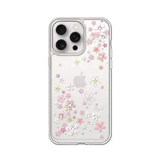 【apbs】iPhone 17/16/15/14/13/12系列 防震雙料水晶彩鑽手機殼(浪漫櫻)