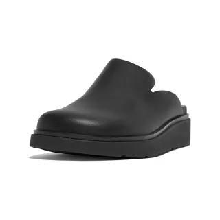 【FitFlop】GEN-FF LEATHER MULES經典舒適木屐鞋/穆勒鞋-女(靓黑色)