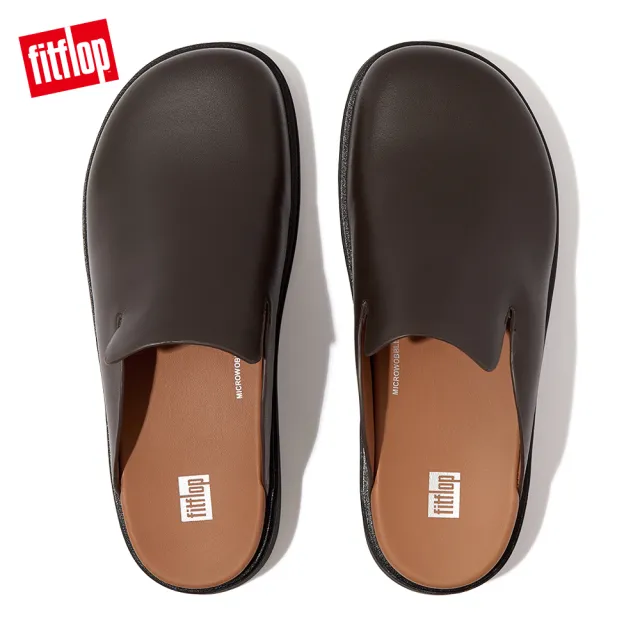 【FitFlop】GEN-FF MENS LEATHER MULES經典舒適木屐鞋/穆勒鞋-男(巧克力棕)
