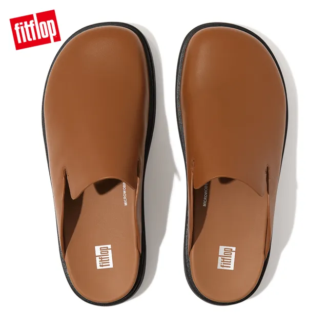 【FitFlop】GEN-FF MENS LEATHER MULES經典舒適木屐鞋/穆勒鞋-男(淺褐色)