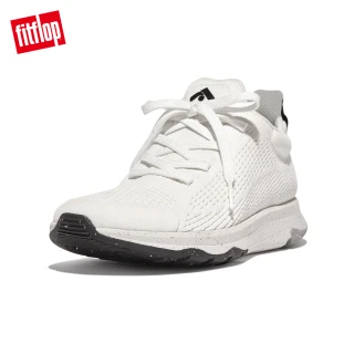 【FitFlop】VITAMIN FFX e01 KNIT SPORTS SNEAKERS運動風繫帶休閒鞋-女(都會白黑色)