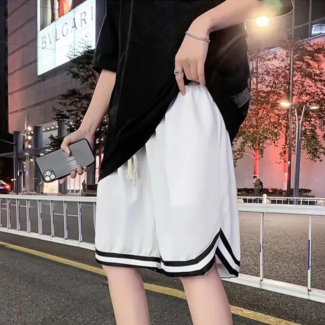 【D.studio】韓版薄款冰絲速乾運動寬鬆短褲(五分褲運動短褲短褲男男裝褲子男 休閒褲休閒短褲運動褲 P293)