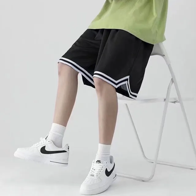 【D.studio】韓版薄款冰絲速乾運動寬鬆短褲(五分褲運動短褲短褲男男裝褲子男 休閒褲休閒短褲運動褲 P293)