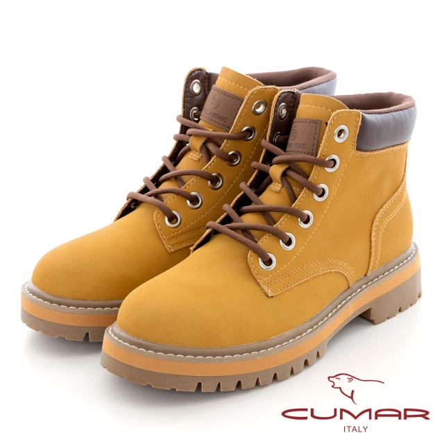 CUMAR 復古擦色異材質拼接長靴(棕色)優惠推薦