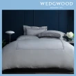 【WEDGWOOD】400織長纖棉刺繡 被套枕套床包四件組-葉之華(加大-灰綠)
