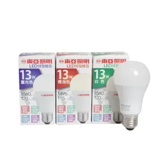【東亞照明】12入組 LED燈泡 13W 白光 黃光 自然光 全電壓 E27 球泡燈