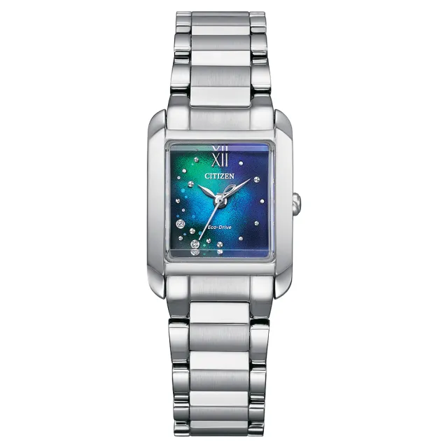 【CITIZEN 星辰】限量款千彩之海真鑽光動能時尚女錶-藍x銀/21.5mm(EW5591-60L)618 禮物