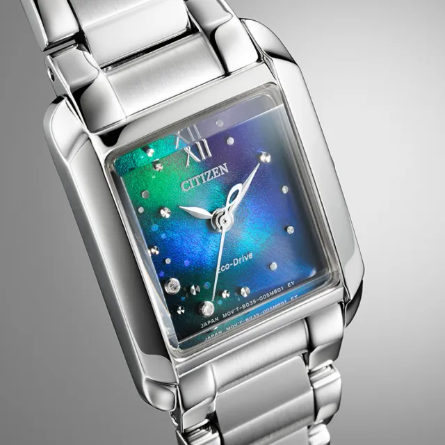 【CITIZEN 星辰】限量款千彩之海真鑽光動能時尚女錶-藍x銀/21.5mm 母親節限定(EW5591-60L)