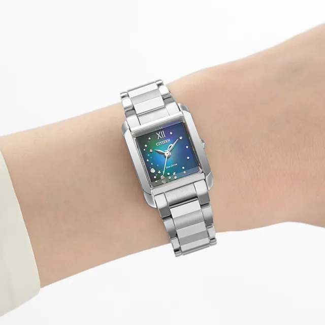 【CITIZEN 星辰】限量款千彩之海真鑽光動能時尚女錶-藍x銀/21.5mm(EW5591-60L)母親節 禮物