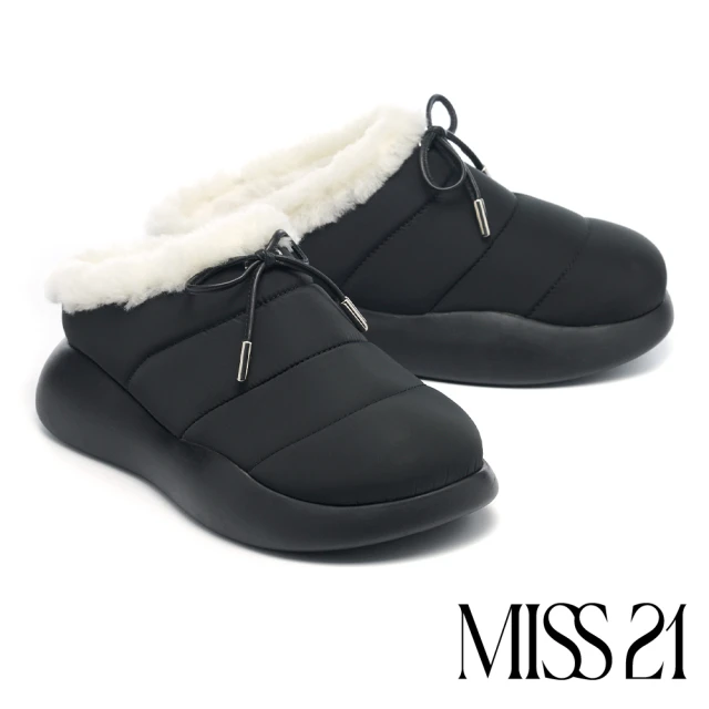 MISS 21 未來潮感異材質拼接切爾西大頭厚底短靴(黑)好