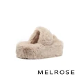 【MELROSE】美樂斯 溫暖舒適絨毛造型寬帶厚底拖鞋(杏)