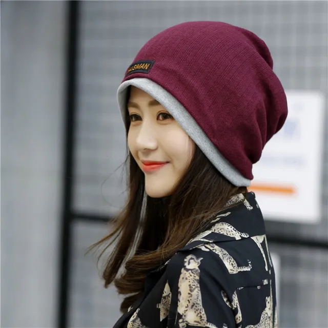 【I.Dear】速達-韓國男女中性雙層毛線針織套頭月子帽保暖帽圍脖(5色)
